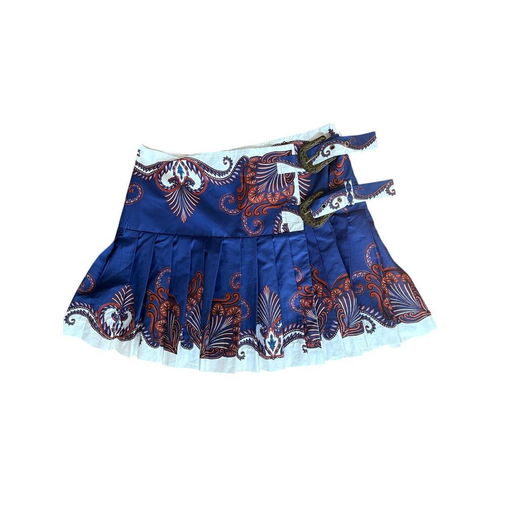 FARM Rio Women's S Blue Arabesque Scarf Pleated Mini Skirt Western NWT - Picture 5 of 9